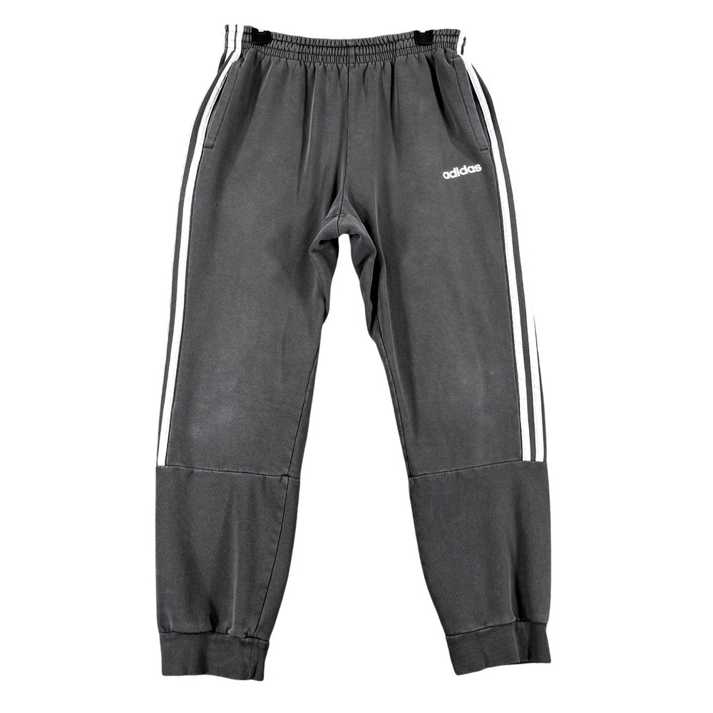 Adidas Jogger Pants Mens L Gray 3 Stripe Fleece Athletic Gym Casual